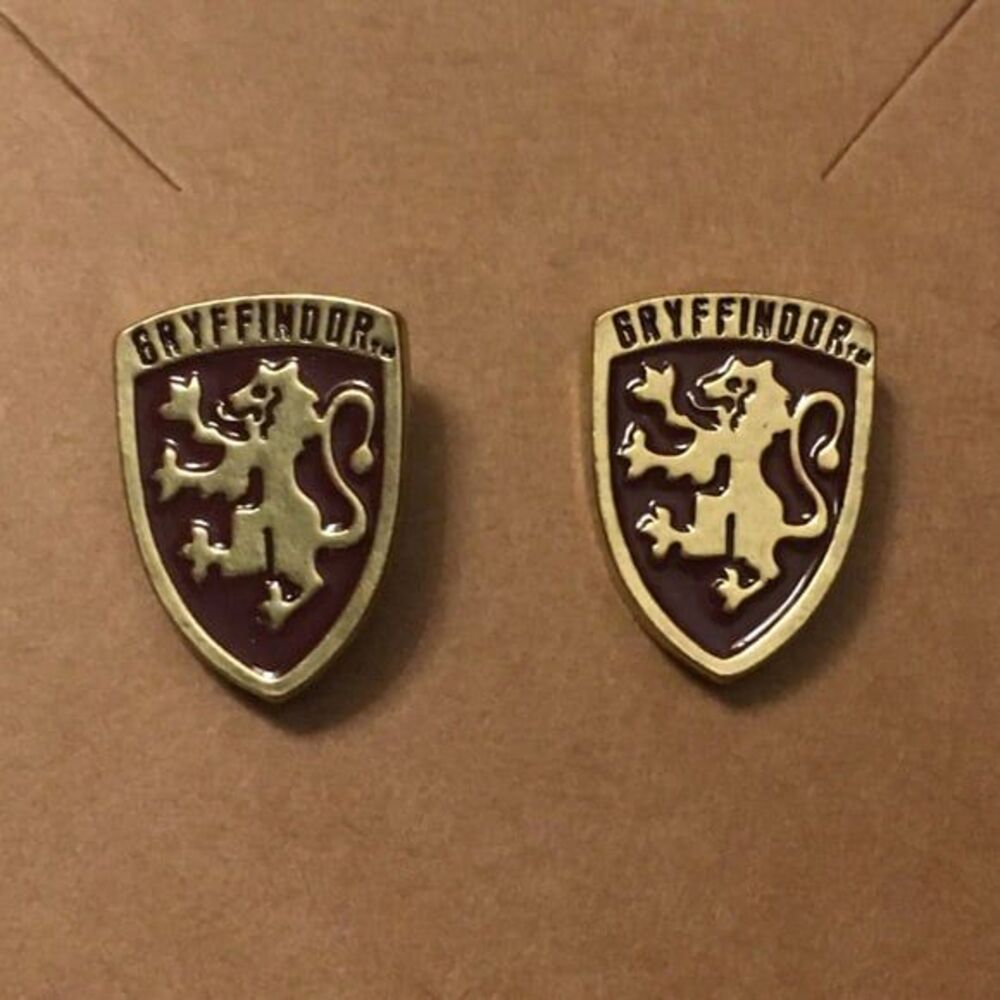 Harry Potter Gryffindor Gold hardware Burgundy stud earrings New never used